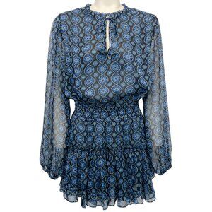 MISA Los Angeles Blue Valencia Tile Lorena Mini Dress